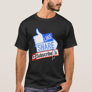 Social Media like Share Subscription Notification  T-Shirt
