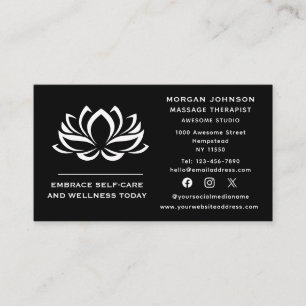 Social Media Lotus Blume Massage Therapie Holistis Visitenkarte