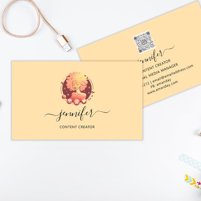 Social Media Manager Content Creator Logo QR Rose Visitenkarte (Von Creator hochgeladen)