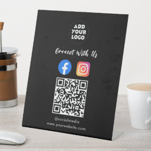 Social Media QR Code Instagram Facebook Tischdis Sockelschild