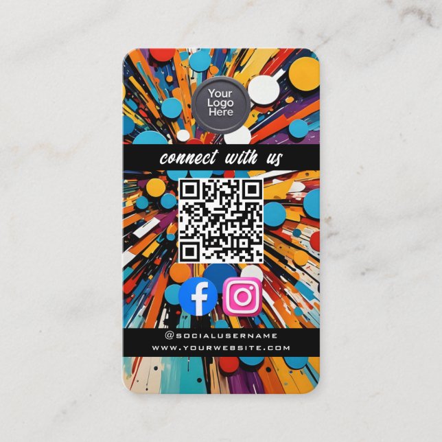 Social Media QR Code Modern Pro Minimalist Sleek B Visitenkarte (Vorderseite)