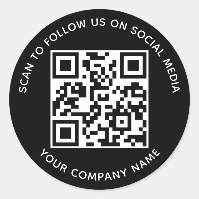 Social Media QR Code Stickers Black Scan to Follow (Devant)