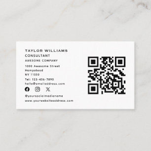 Social Media QR Code Verbinde dich mit uns Schwarz Visitenkarte