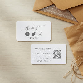 Social Media QR-Code weiß Dank Rabatt Begleitkarte