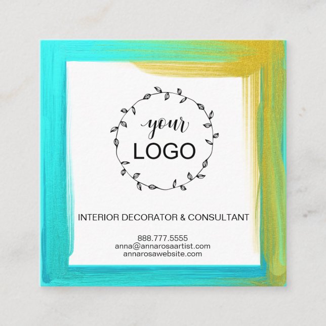 *~* Social Media QR LOGO Fett Farbe Quadratische Visitenkarte (Vorderseite)