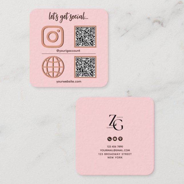 Social Media-Signatur mit QR-Code Niedlich Quadratische Visitenkarte (Vorne/Hinten)