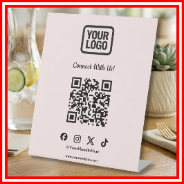 Social Media Tabletop Sign | Instagram Pink QR  Sockelschild