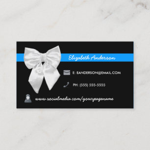Social Media Visiting Card Girly White Bow Visitenkarte