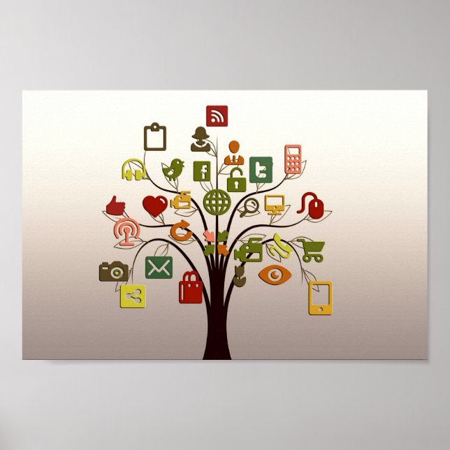 Social Network Tree Wall Art Poster (Vorne)