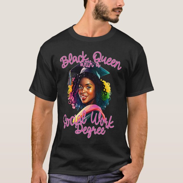 Social Work Degree Graduation 2023 Black Queen MSW T-Shirt (Vorderseite)