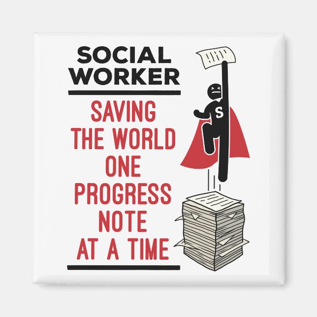 Social Worker Funny Progress Note Social Work Magnet (Vorne)