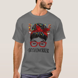 Social Worker Life Christmas Frau Messy Bun Buffa T-Shirt