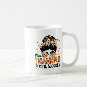 Social Worker One Thankful Messy Bun Erntedank Kaffeetasse
