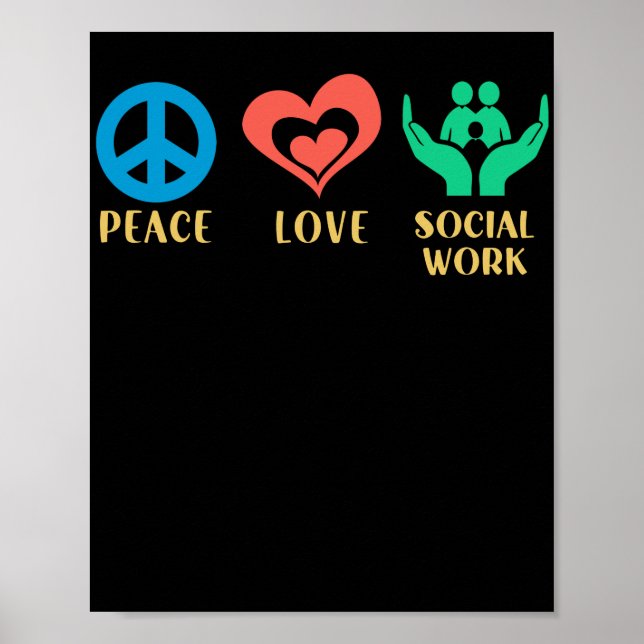 Social Worker Peace Love Social Work Poster (Vorne)