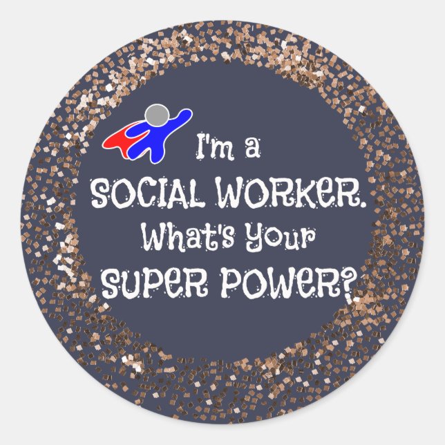 Social Worker Super Power Runder Aufkleber (Vorderseite)