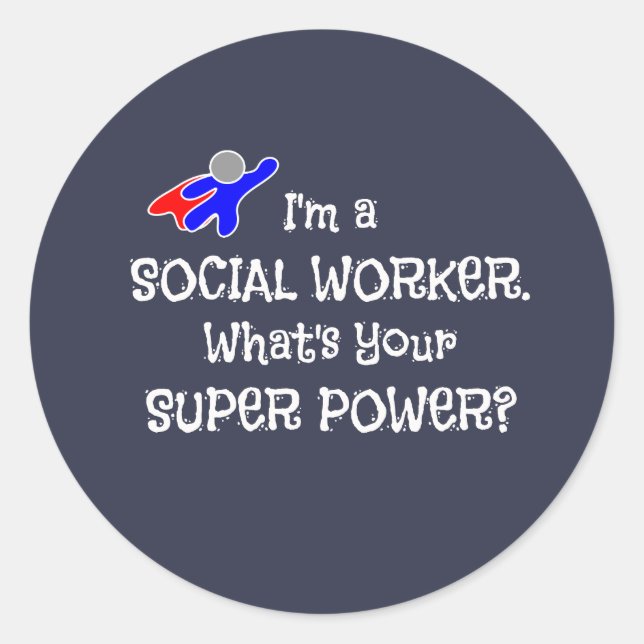 Social Worker Super Power Runder Aufkleber (Vorderseite)