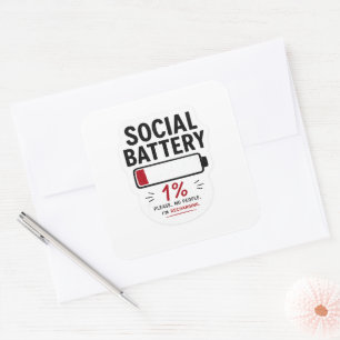 Socialer Akku niedrig Großer quadratischer Aufkleb Aufkleber