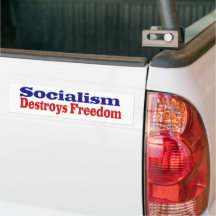 Socialism Destroys Freedom with red blue text