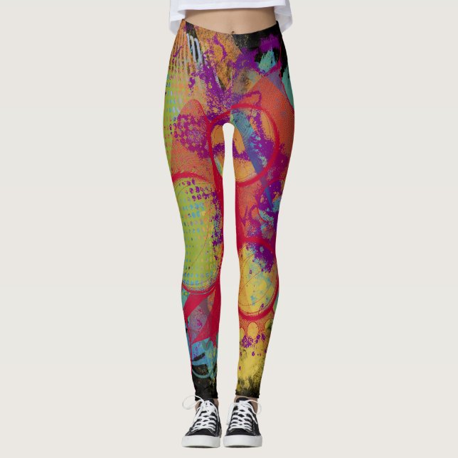 Socialite Colorful Grunge Spritzer Leggings (Vorderseite)