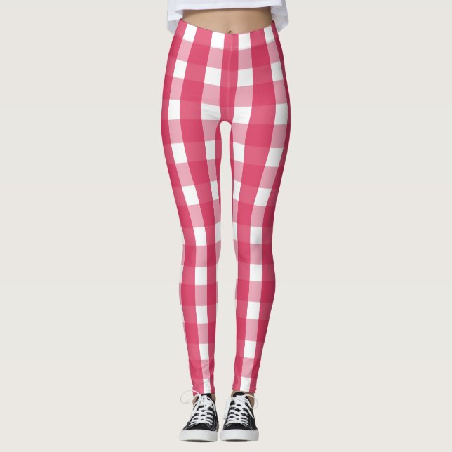 Socialite Pink Gingham Pattern Leggings (Vorderseite)