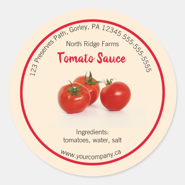 Société modifiable Tomato Preserve Étiquette (Devant)