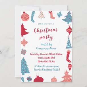 Société Noël Invitation mignon rose et bleu