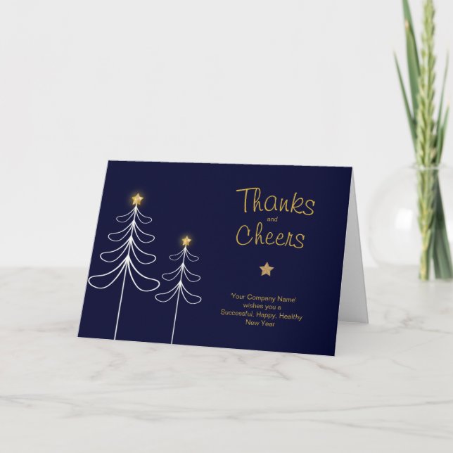 Société Noël Merci Cartes Personnalisées Bleu (Devant)