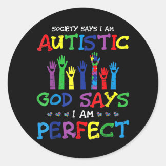 Society says Autistic Autism Awareness Day Puzzle Runder Aufkleber