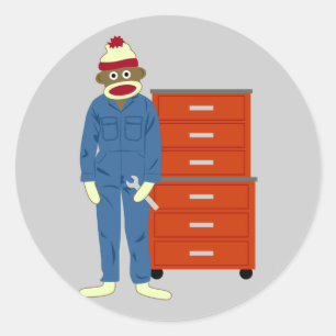 Sock-Affen-Mechanik Runder Aufkleber