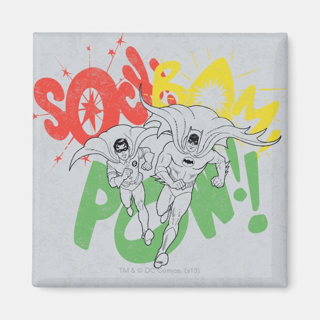 SOCK BAM POW Batman und Robin Magnet (Vorne)
