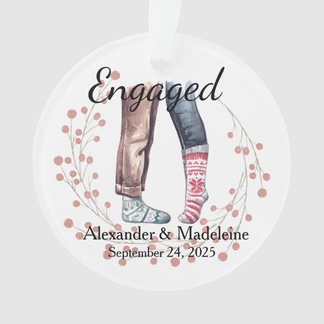 Sock Couple feiert "Verlobte" Acrylschmuck Ornament (Vorderseite)