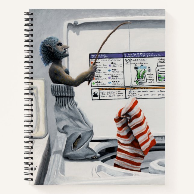 Sock Criminal Fishing Crime Fantasy Art Notebook Notizbuch (Vorderseite)