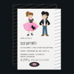 Sock Hop Kids Rock and Roll Retro Party Einladung<br><div class="desc">Sock Hop Party Einladungen mit eleganter Handschrift Typografie,  die für jede Gelegenheit auf Ihre Veranstaltungsspezifikationen zugeschnitten ist. Grafiken von Jessica Weible Illustrations bei MyGrafico.</div>