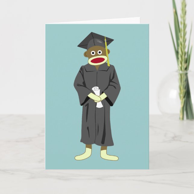 Sock Monkey Abschluss Karte (Vorderseite)