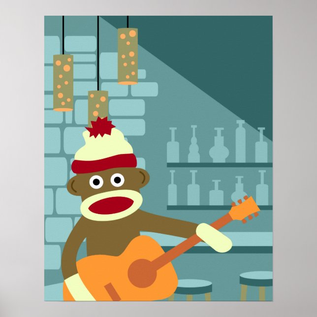 Sock Monkey Acoustic Guitar Poster (Vorne)