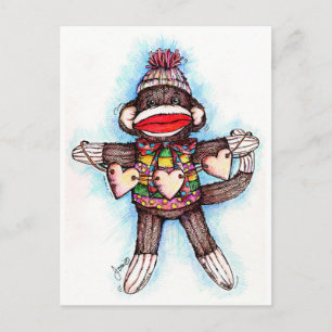 Sock Monkey - Affen Postkarte