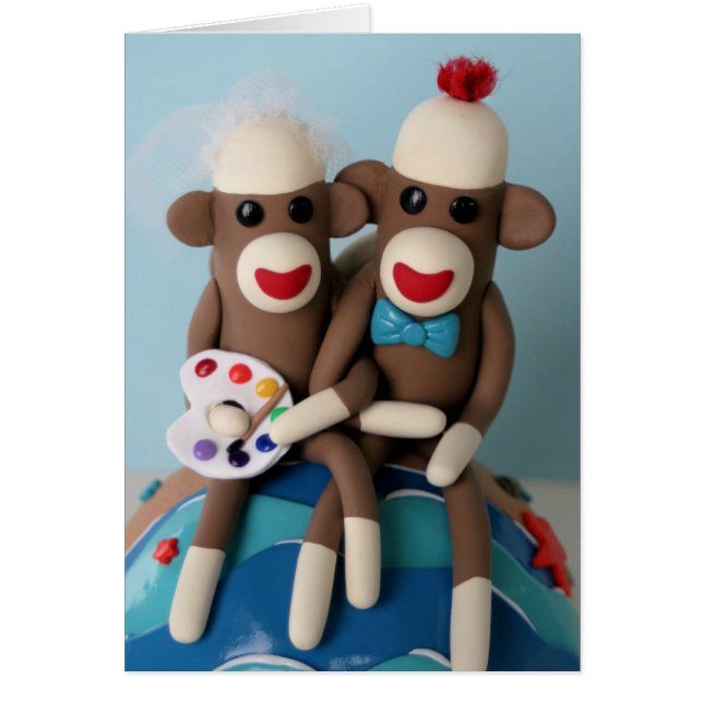 Sock Monkey Artist Wedding Card (Vorne)