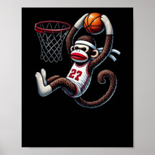 Sock Monkey Basketball Hoop Poster