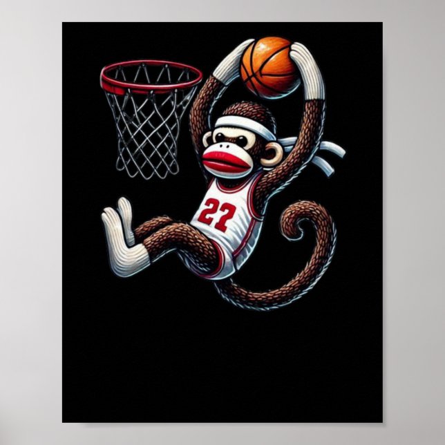 Sock Monkey Basketball Hoop Poster (Vorne)