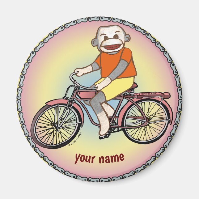 Sock Monkey Bicycle Magnet (Vorne)