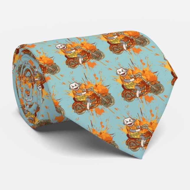 Sock Monkey Biker mens cravate (Roulé)