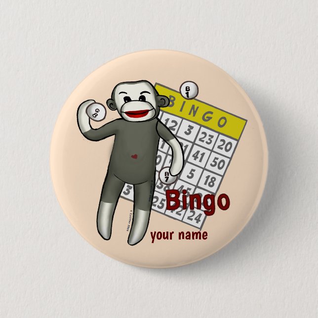 Sock Monkey Bingo Button (Vorderseite)