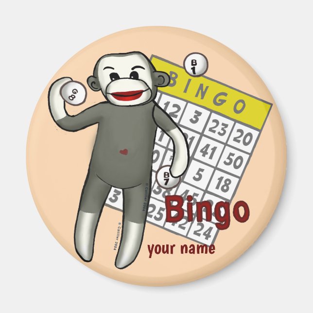 Sock Monkey Bingo Magnet (Vorne)