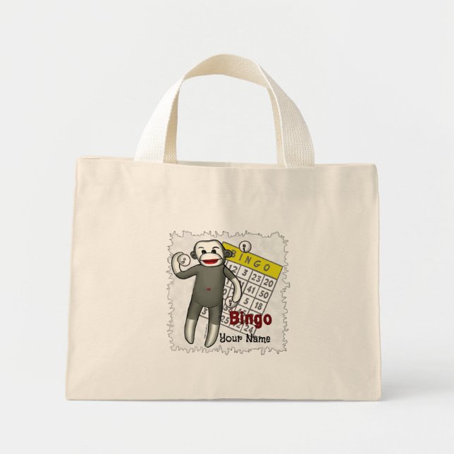 Sock Monkey Bingo Mini Stoffbeutel (Vorne)