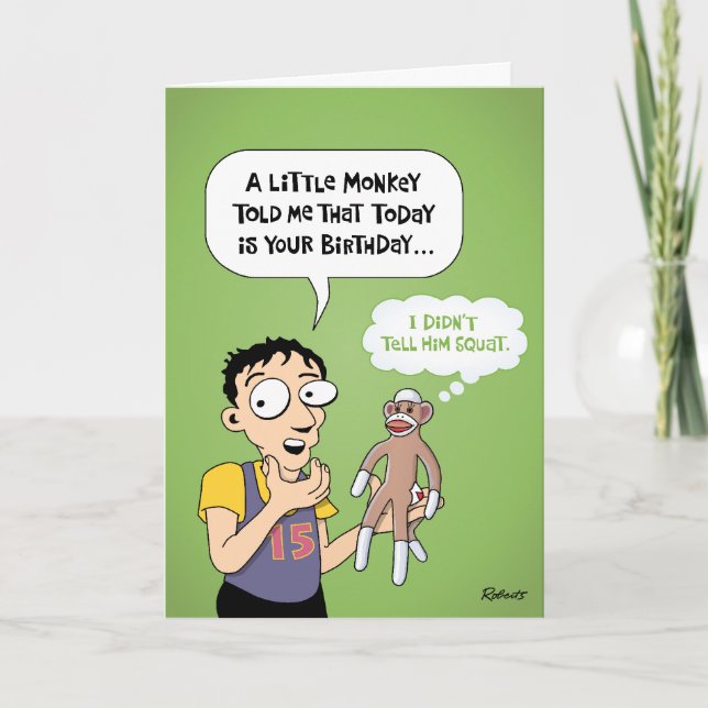 Sock Monkey Birthday Gruß Karte (Vorderseite)