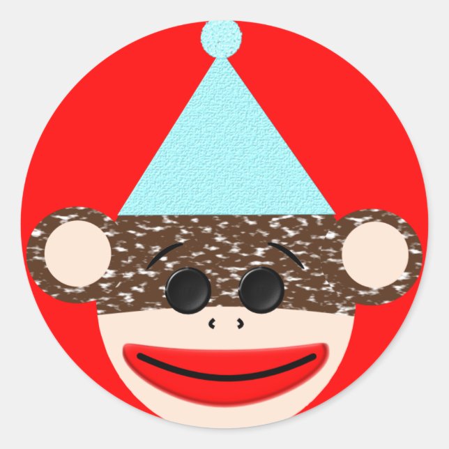 Sock Monkey Birthday Sticker (Vorderseite)