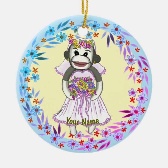Sock Monkey Braut Ornamente (Vorne)