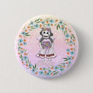 Sock Monkey Bride Button
