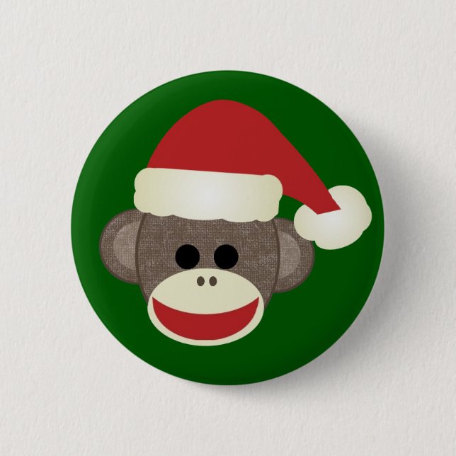 Sock Monkey Christmas Button (Vorderseite)