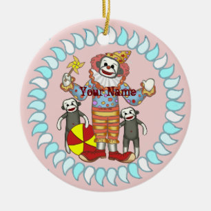 Sock Monkey Clown Ornamente